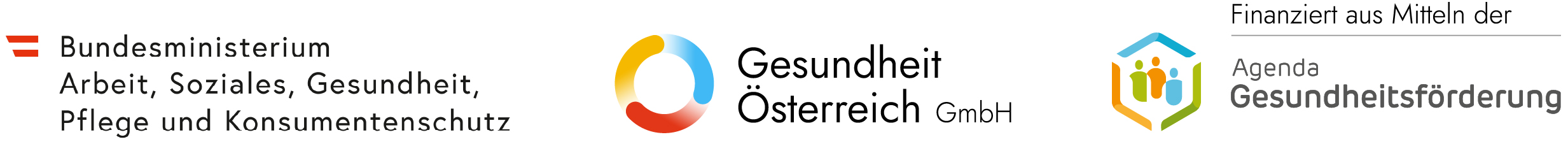 Logoleite BMASGPK, GÖG, Agenda Gesundheitsförderung